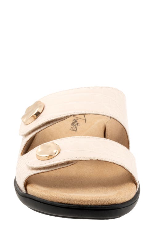 Trotters Ruthie Croc Embossed Slide Sandal In Ivory