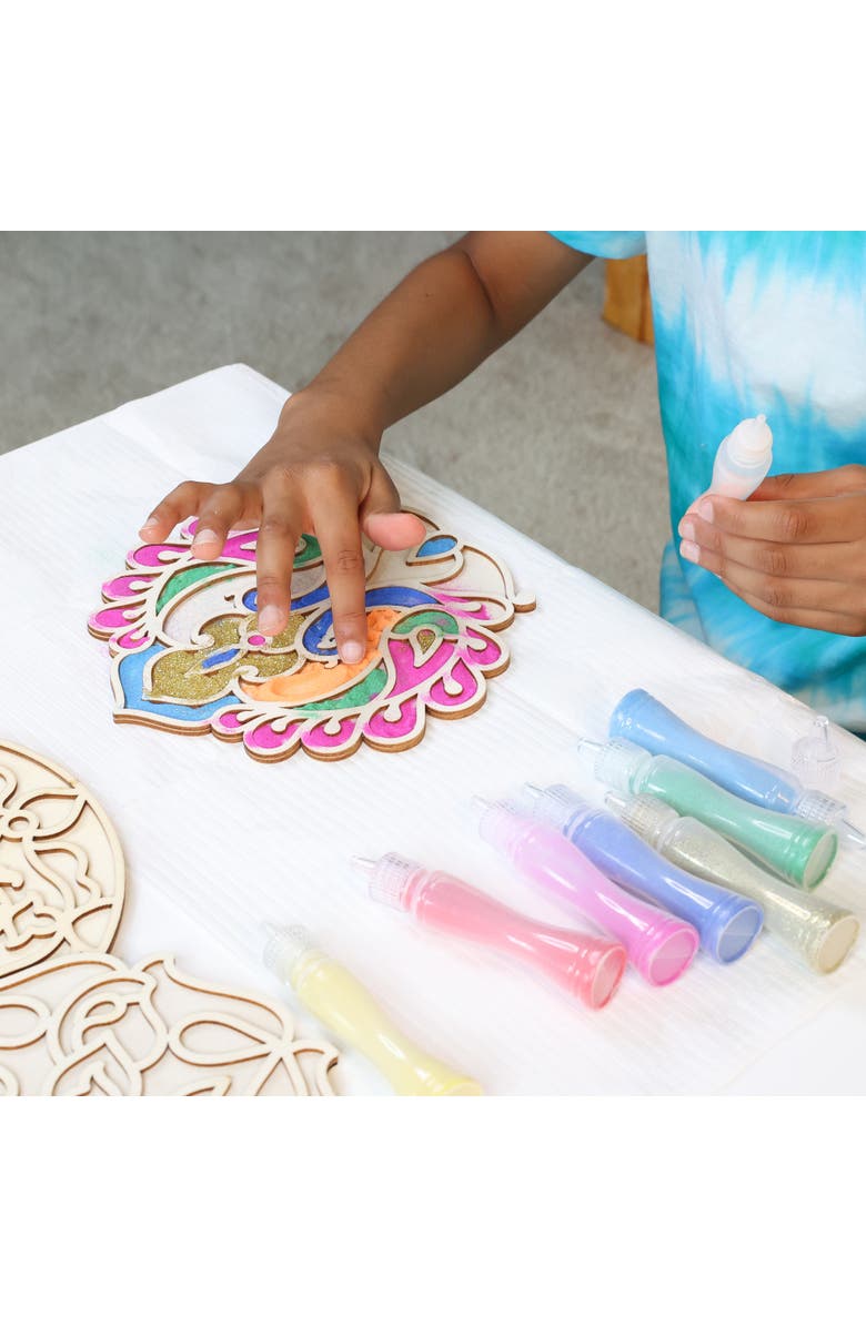 KULTURE KHAZANA Make Your Own Wooden Rangoli, 2 in 1 Sand & Paint Art Kit, Alternate, color, Multicolored