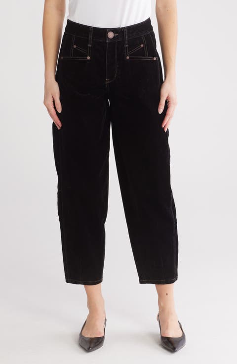 'Ab' Tech Skyrise Velvet Barrel Pants