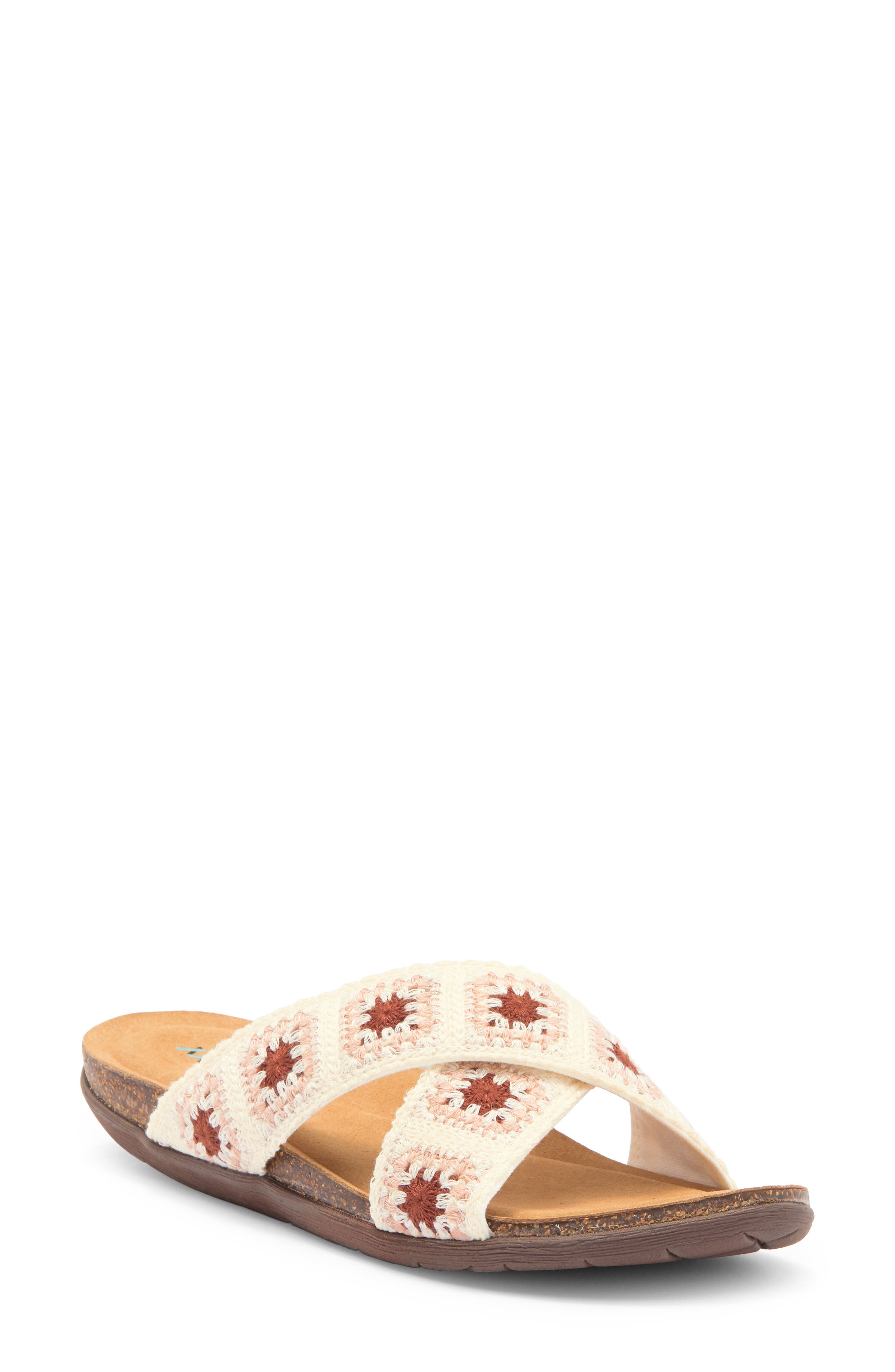 Mykos Leyla Sandal, Main, color, White Crochet