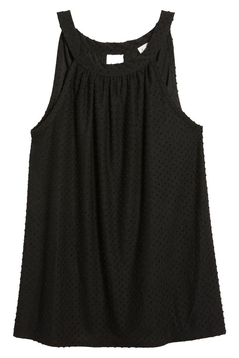 Clip Dot Halter Tank Top, Alternate, color, BLACK