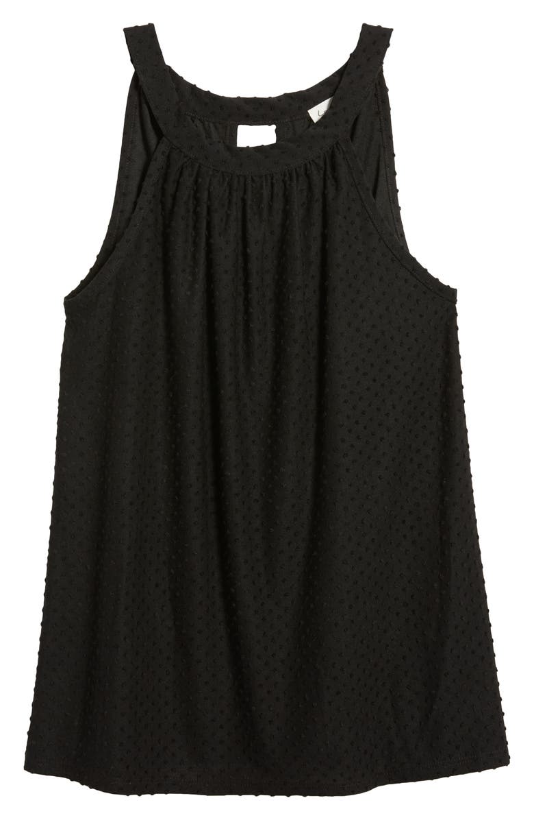 Loveappella Clip Dot Halter Tank Top, Alternate, color, Black