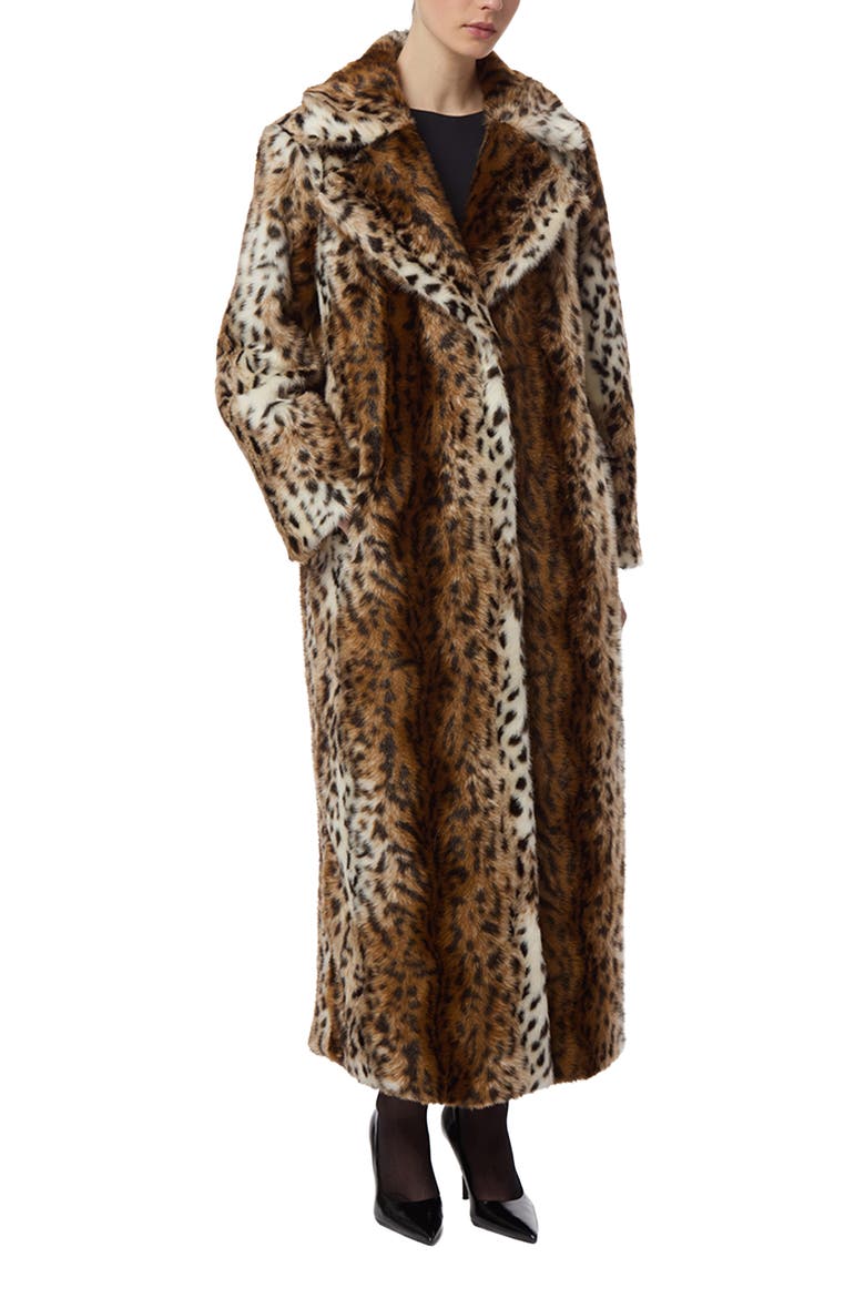 Gabrielle Faux Fur Maxi Coat, Main, color, LEOPARD