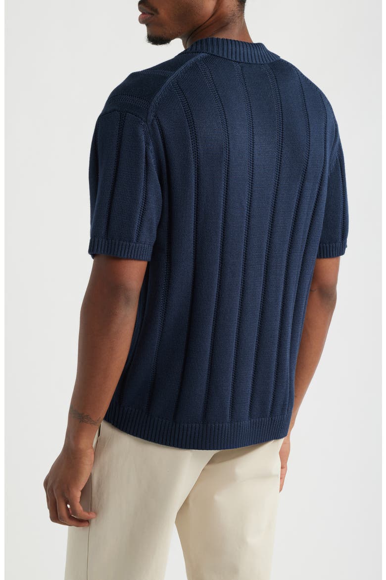 Boxy Short Sleeve Polo Sweater, Alternate, color, NAVY ECLIPSE