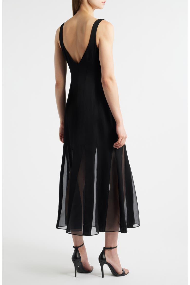 Sleeveless Godet Maxi Dress, Alternate, color, BLACK