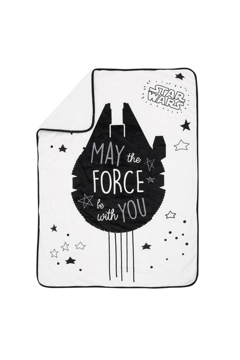 Star Wars Millennium Falcon Soft Faux Shearling Baby Blanket, Alternate, color, White
