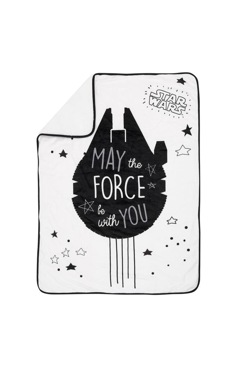Lambs & Ivy Star Wars Millennium Falcon Soft Faux Shearling Baby Blanket, Alternate, color, White
