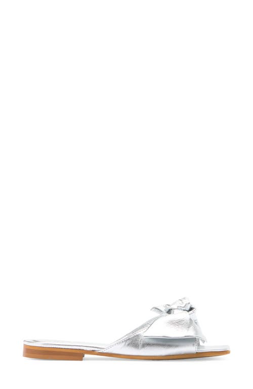 2 Twin Hearts Bow Flat Sandal In Silver Metallic