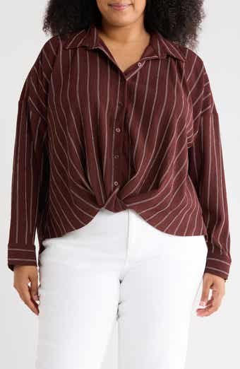 Texture Front Twist Button-Up Shirt