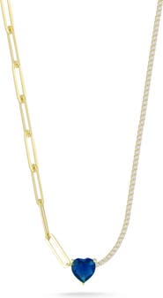 SPHERA MILANO Cubic Zirconia Heart Mixed Chain Necklace
