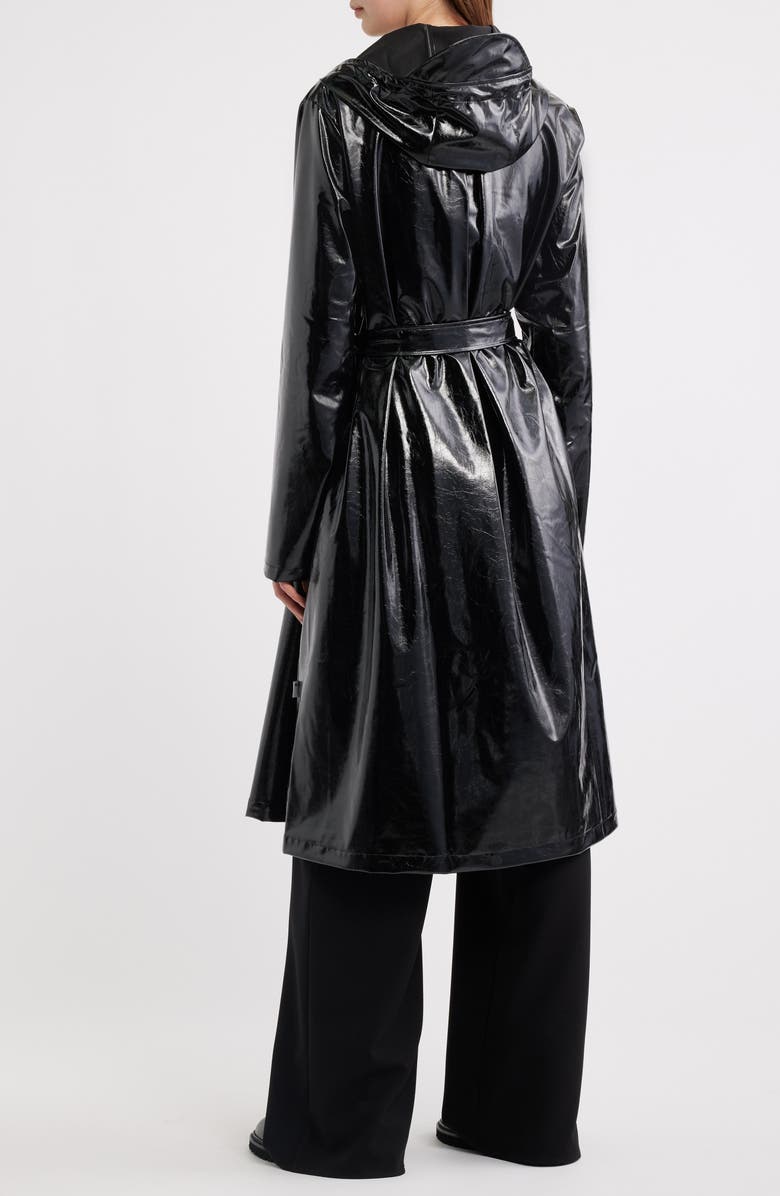 Rains Waterproof A-Line Long Raincoat, Alternate, color, Black