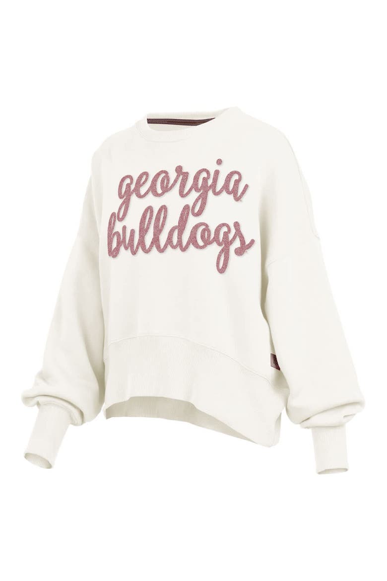 Women's Pressbox Cream Georgia Bulldogs Chelsea Oversized Pullover Sweatshirt, Alternate, color, Cream