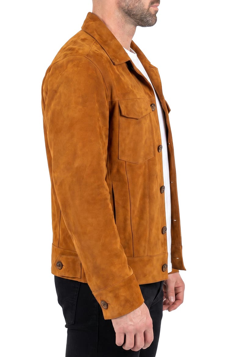 Captain Leather Jacket, Alternate, color, BROWN