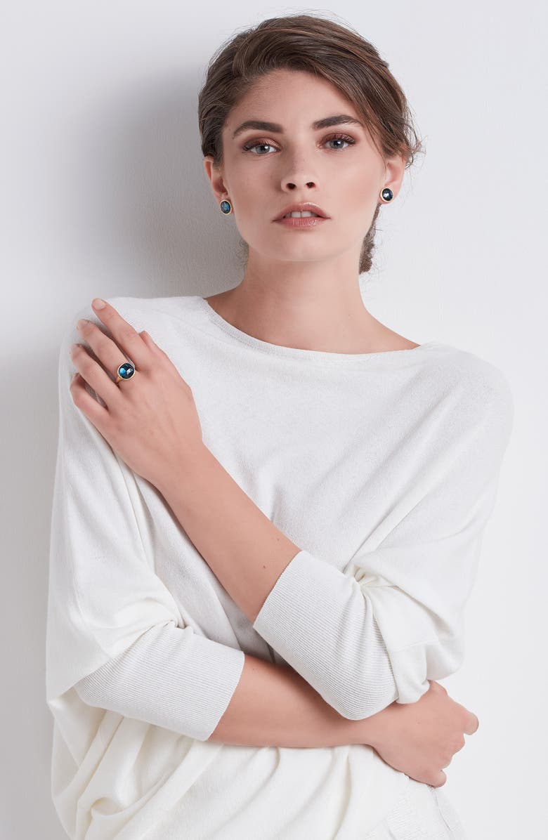 Marco Bicego Jaipur 18K Yellow Gold & London Blue Topaz Large Stud Earrings, Alternate, color, Yellow Gold