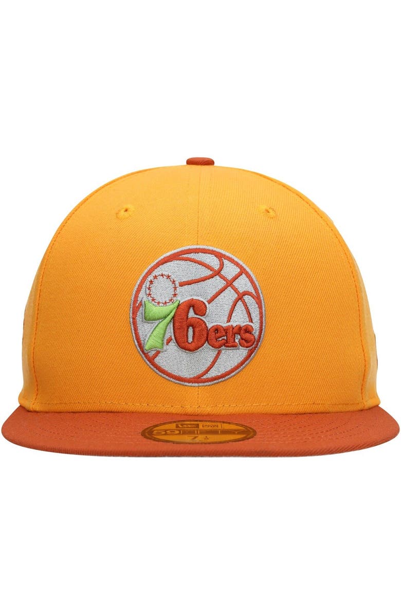 New Era Men's New Era Gold/Rust Philadelphia 76ers 59FIFTY Fitted Hat, Alternate, color, Gold