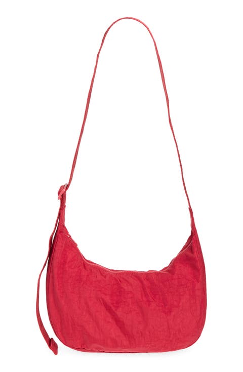 Medium Recycled Nylon Crescent Crossbody Bag