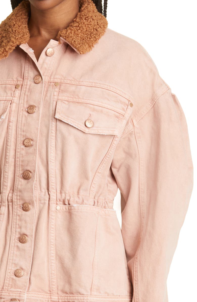 Ulla Johnson Odette Blouson Sleeve Denim Jacket with Faux Fur Collar, Alternate, color, 