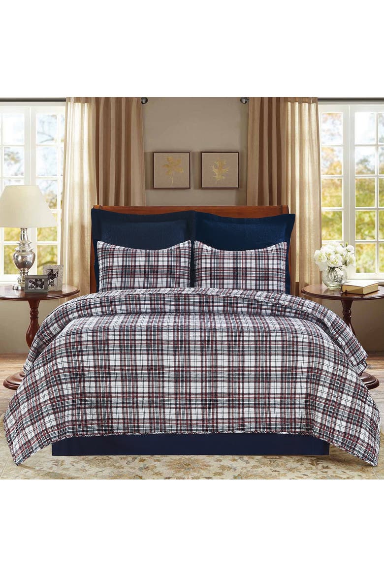 Benjamin Cotton Quilt Set  - Reversible and Machine Washable, Alternate, color, Blue