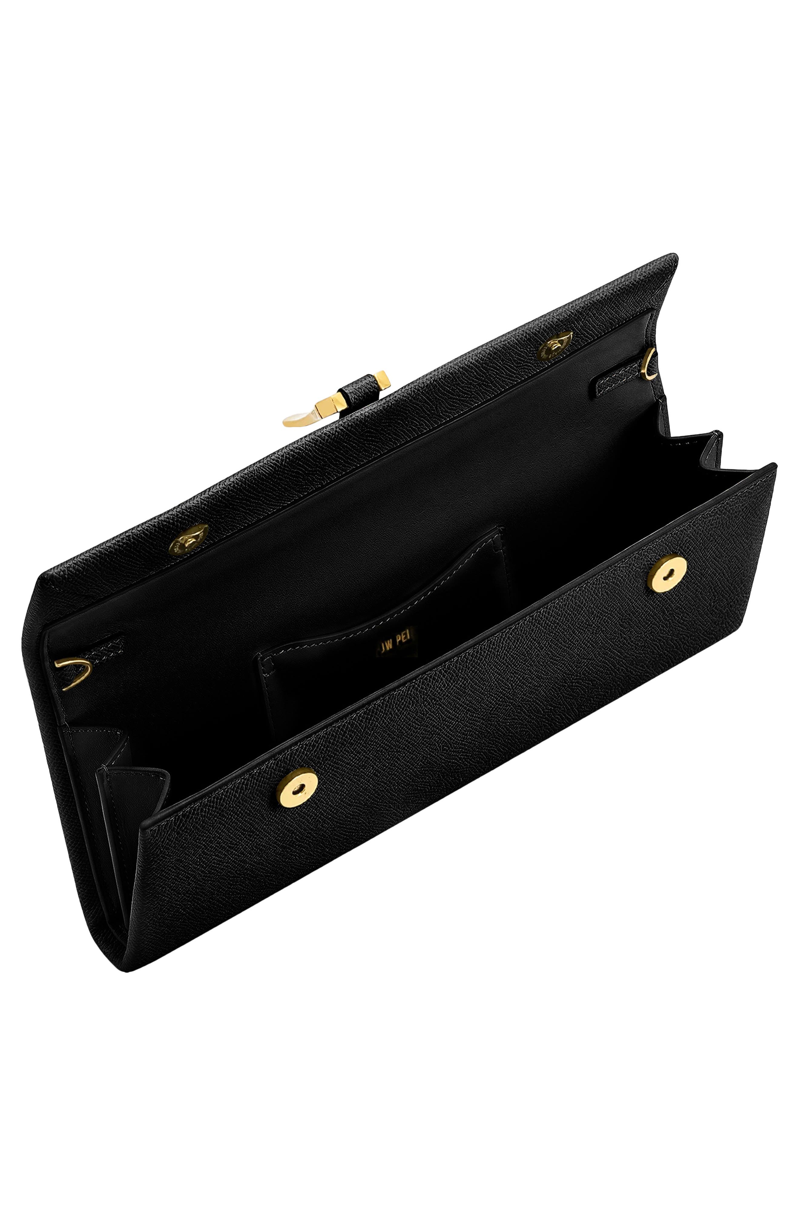 Zaria Pebbled Faux Leather Clutch, Alternate, color, BLACK