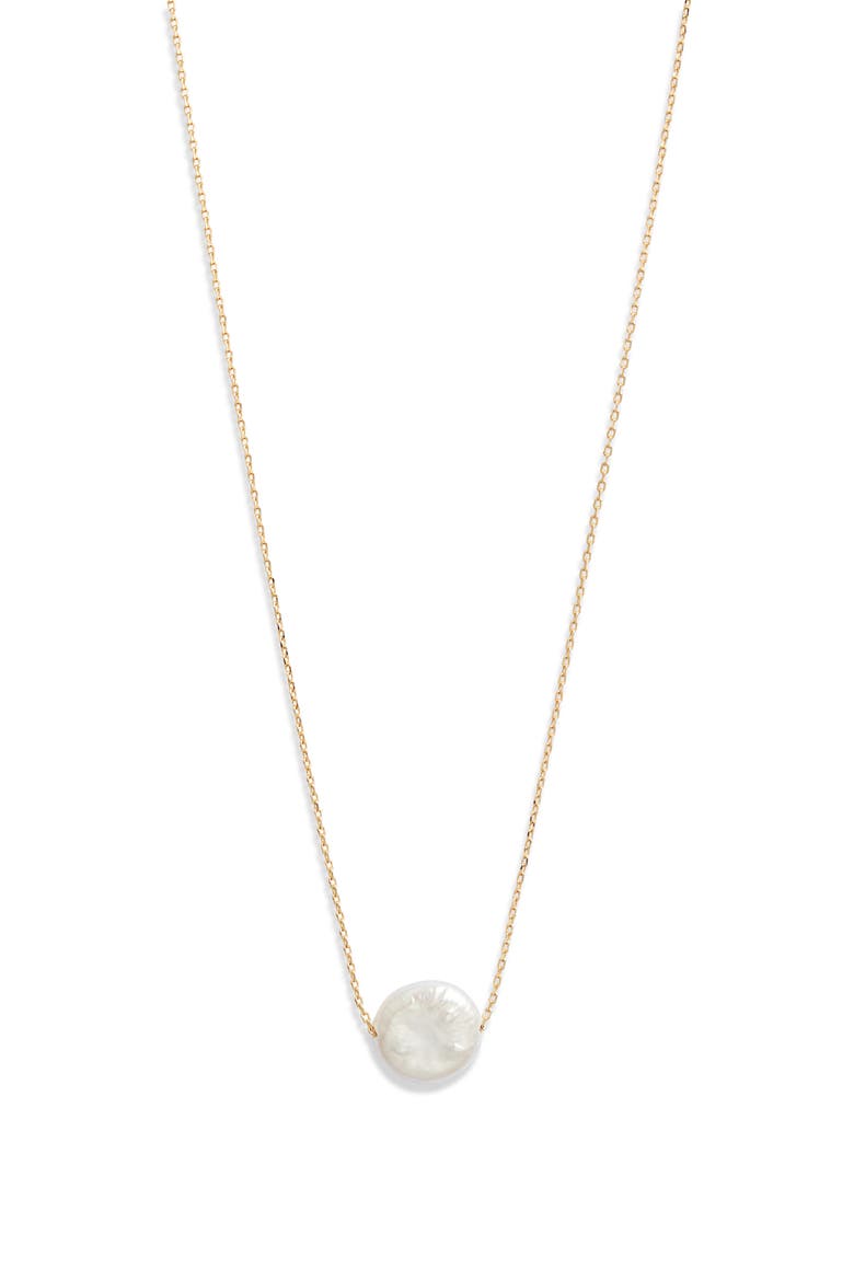 Demi Fine Baroque Pearl Pendant Necklace, Main, color, WHITE- 14K GOLD PLATED