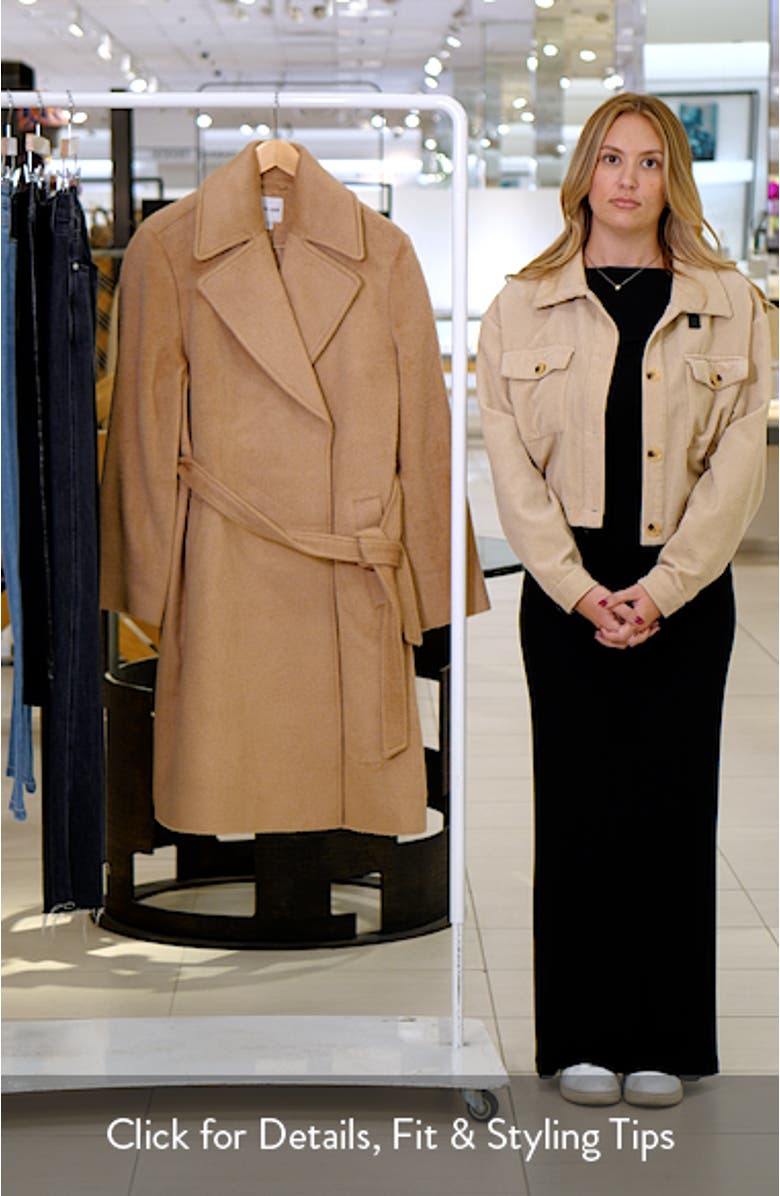 Wool Blend Belted Wrap Coat, sales video thumbnail