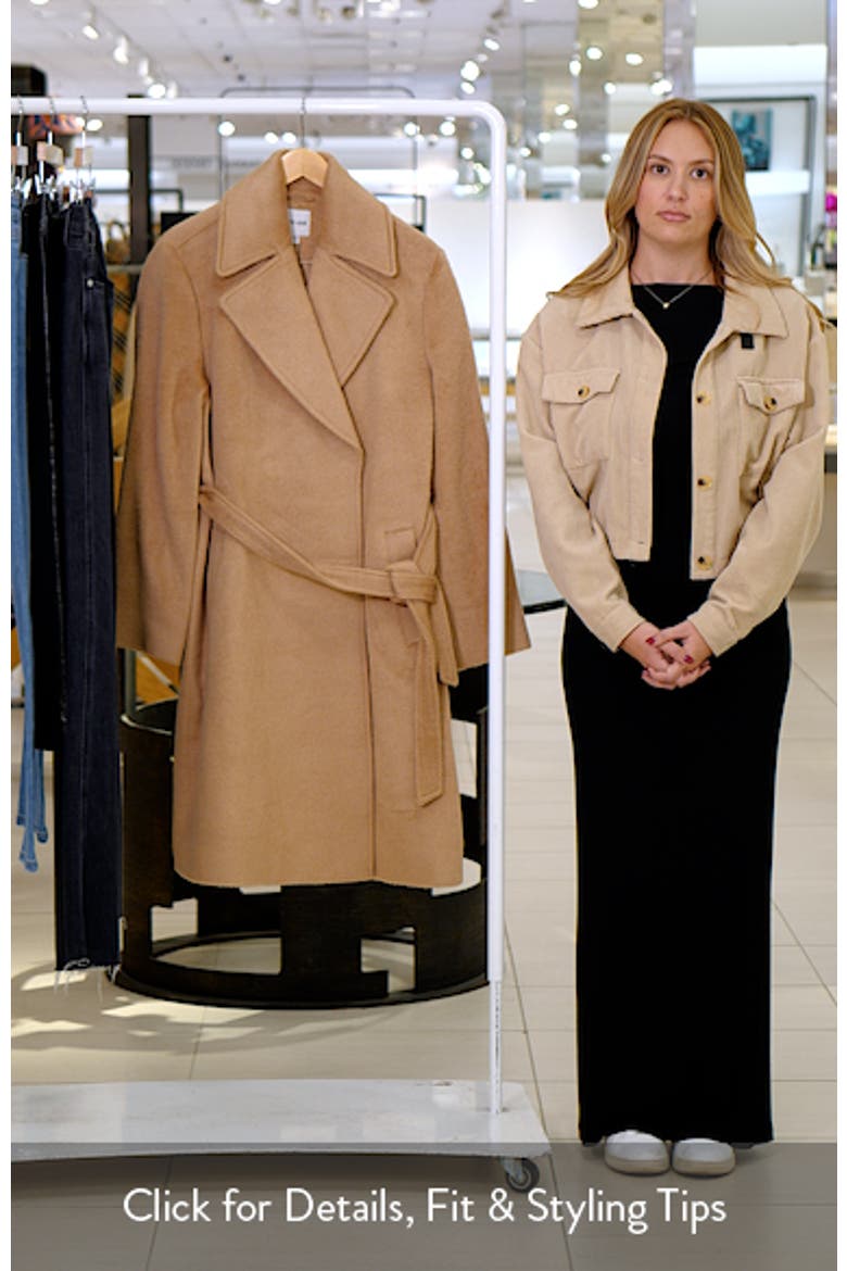 Wool Blend Belted Wrap Coat video