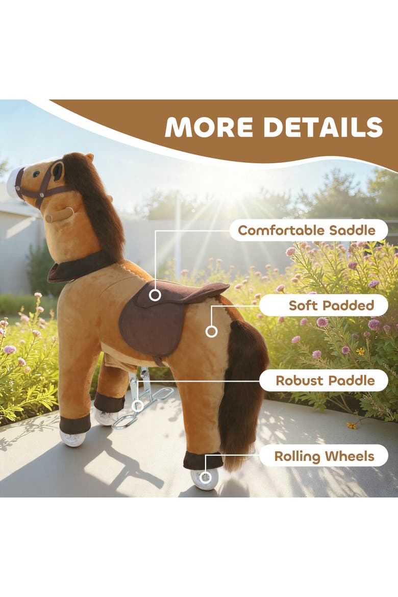 Ride on Horse for Kids Plush Riding Pony Walking Horse Animal with Rolling Wheels for Active Play, Alternate, color, Brown