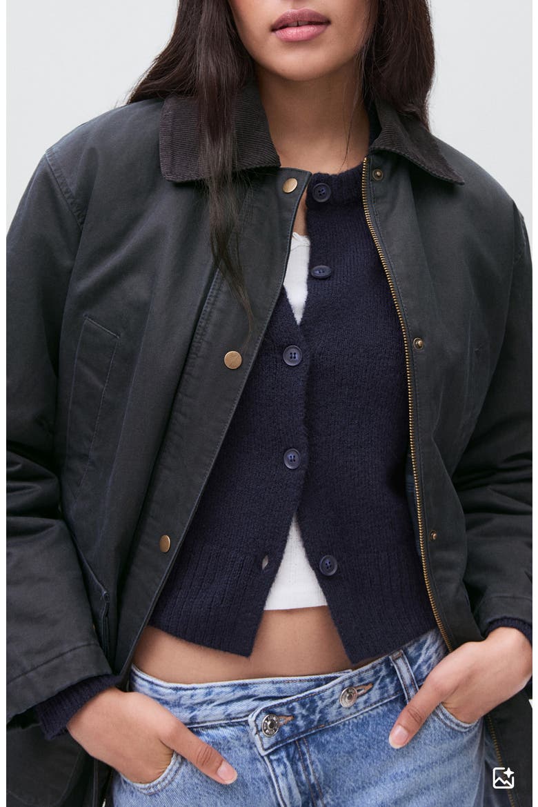 Waxed Effect Cotton Blend Jacket, Alternate, color, NAVY