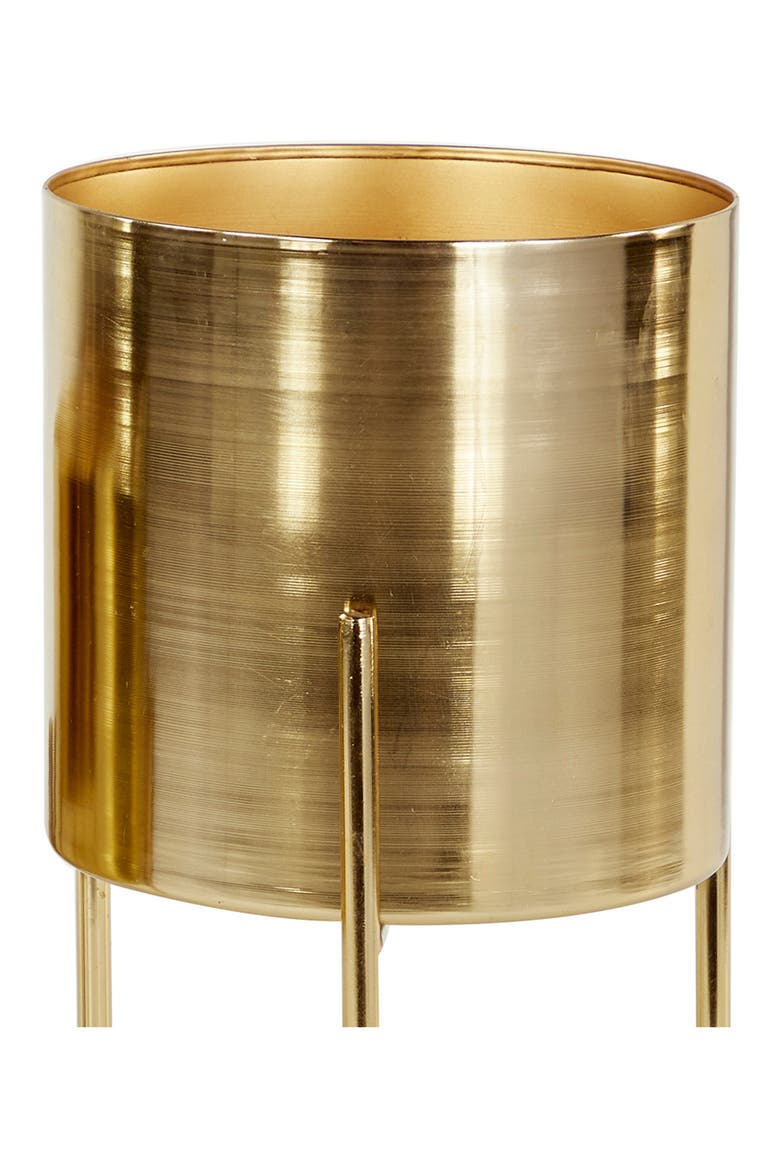 Goldtone Metal Contemporary Planter with Removable Stand - Set of 3, Alternate, color, GOLD