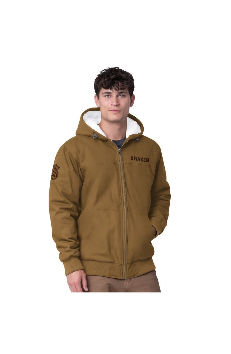 G-III SPORTS BY CARL BANKS Men's G-III Sports by Carl Banks Tan Seattle Kraken Build Up Full-Zip Hoodie Jacket, Alternate, color, Tan