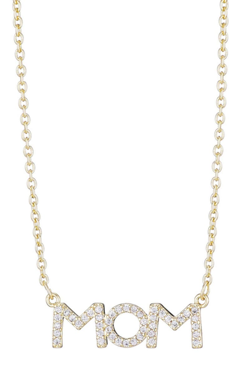 Adornia Cubic Zirconia Mom Necklace, Main, color, Gold