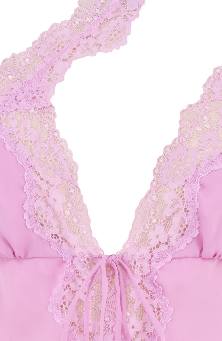 HOUSE OF CB Lorena Lace Trim One-Shoulder Crop Top, Alternate, color, Pink