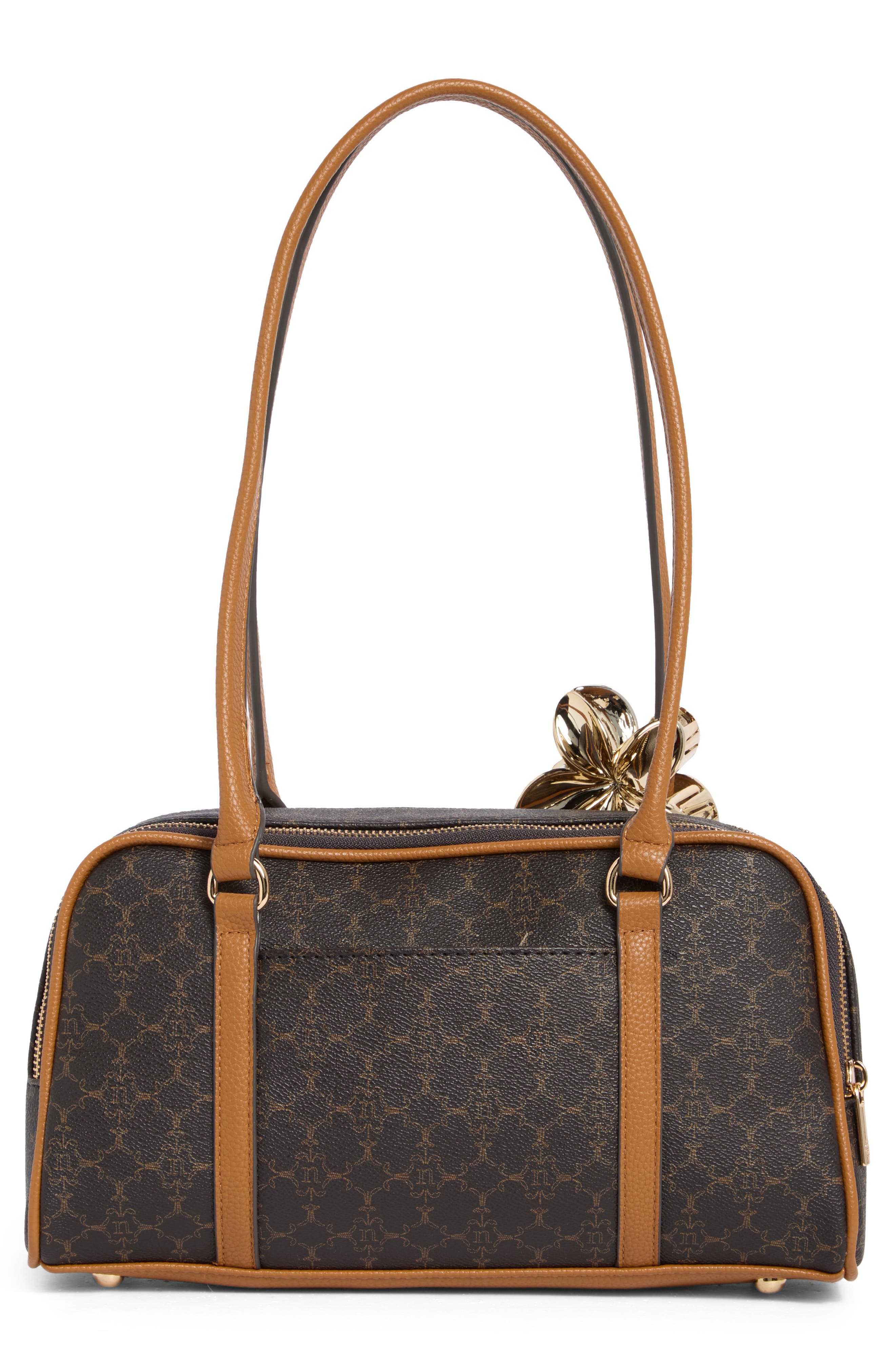 Nanette Lepore East/West Double Section Shoulder Bag, Alternate, color, Chocolate Logo-Vachetta