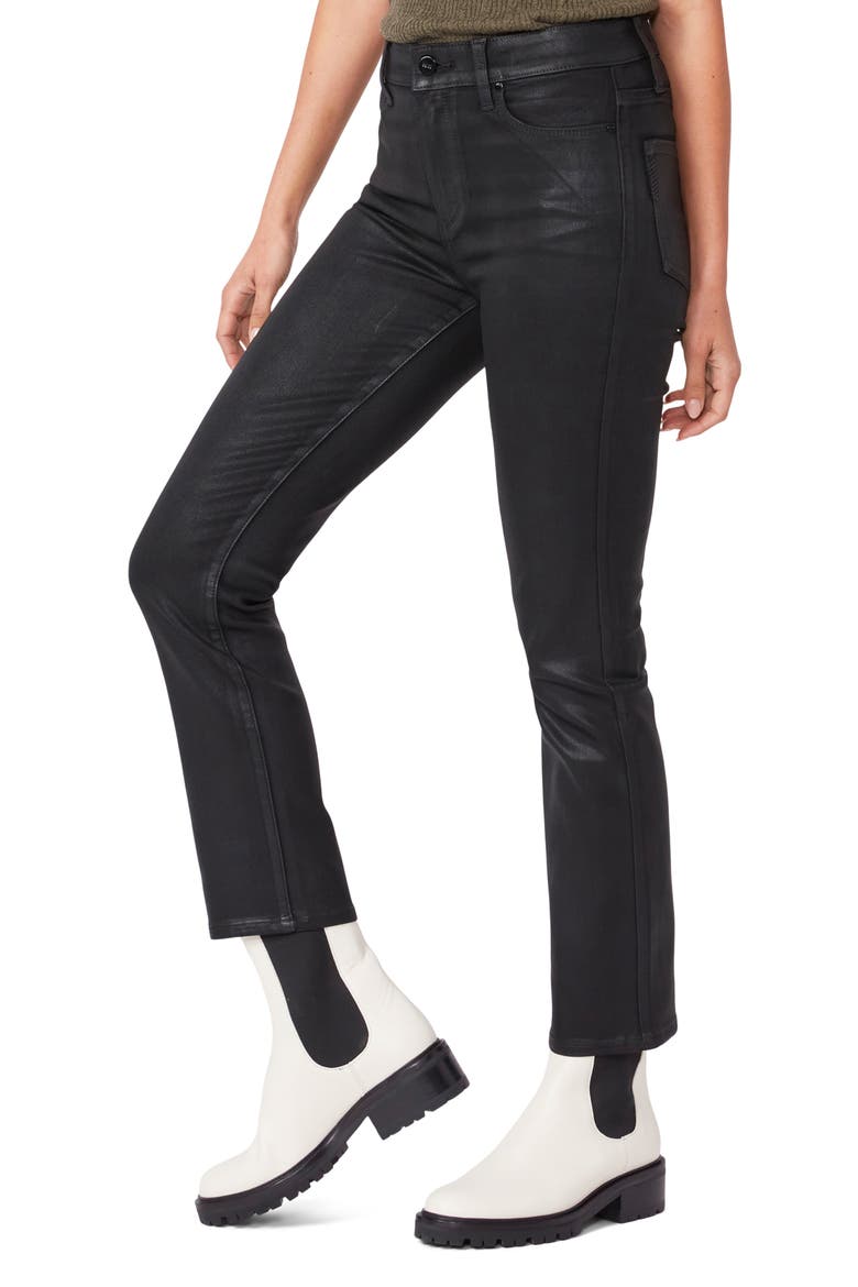 Coated High Waist Straight Leg Jeans, Alternate, color, BLACK FOG LUXE COATING