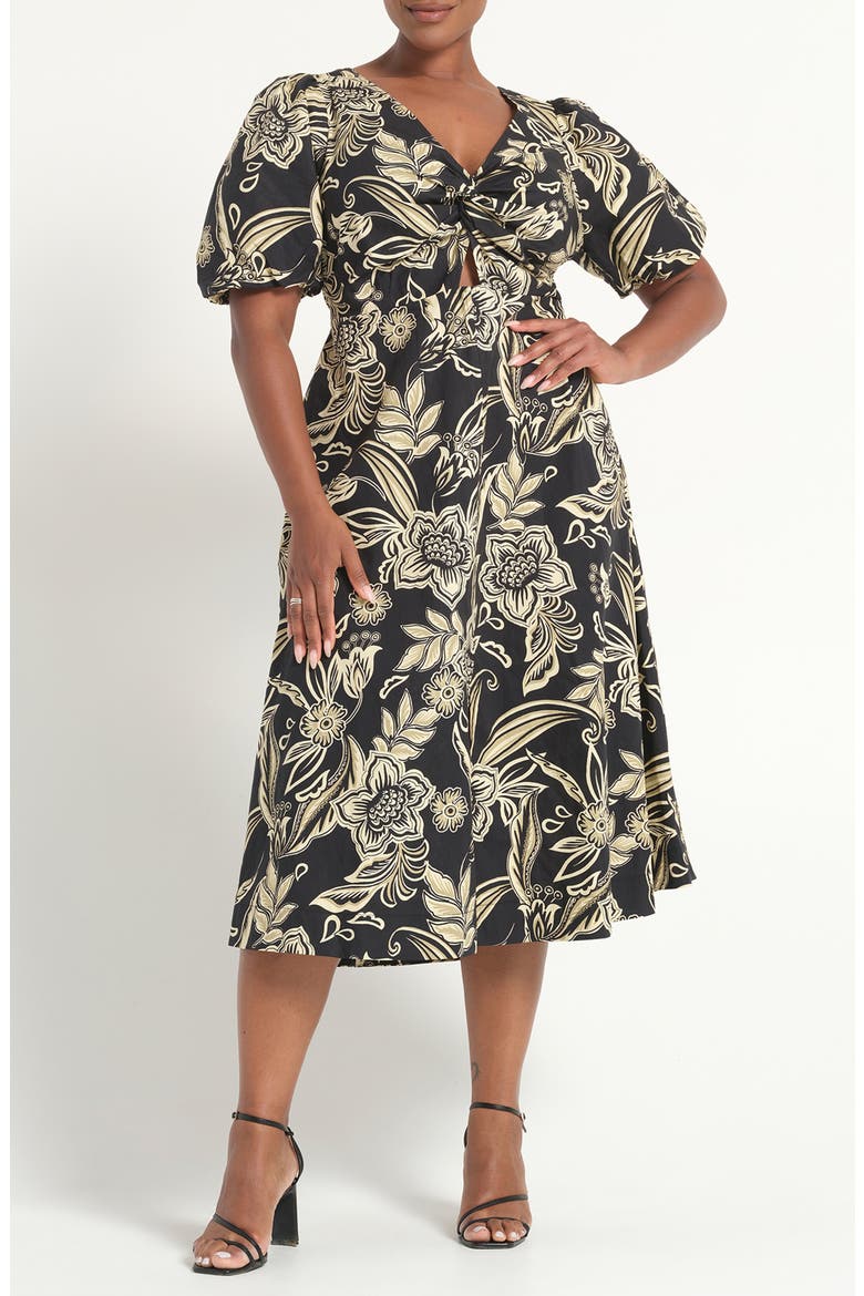 Kelsie Floral Cotton Midi Dress, Main, color, MONOFLORA