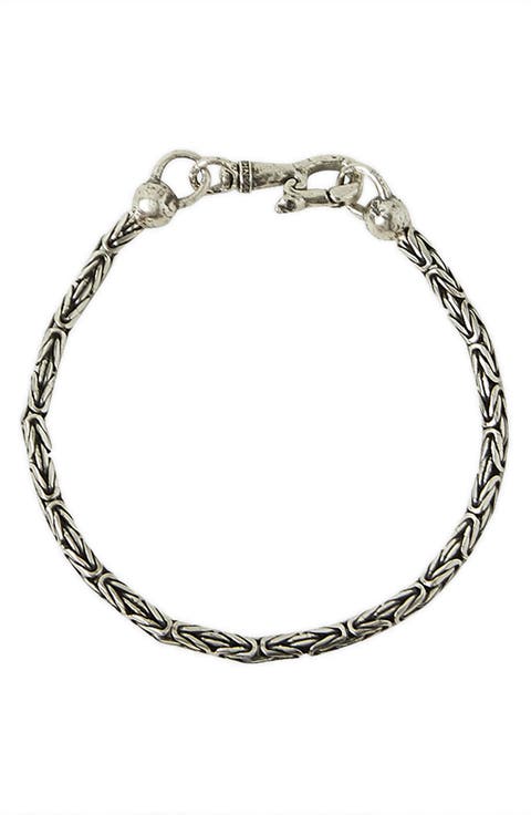 Men's Artisan Sterling Silver Woven Chain Bracelet