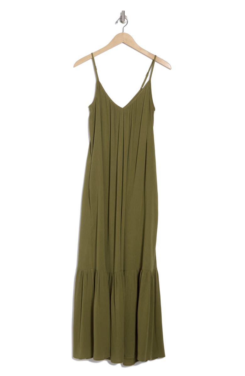 Melrose and Market Gauze Tiered Maxi Dress, Alternate, color, Olive Green