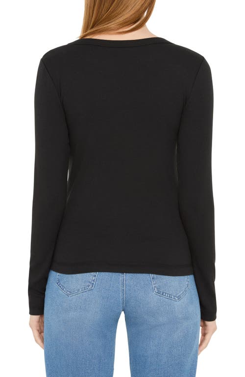 Nic + Zoe Nic+zoe Perfect Rib Cotton Blend Long Sleeve Top In Black