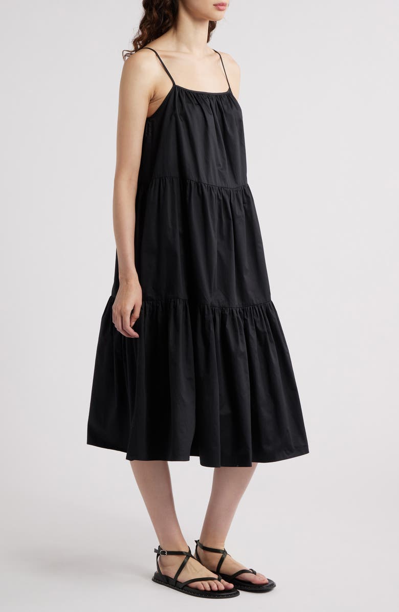 Solid & Striped The Addison Tiered Cotton Sundress, Alternate, color, Noir