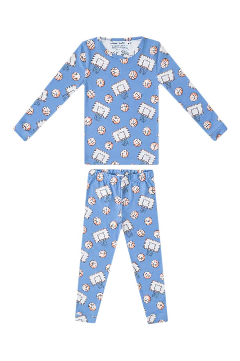 Dunk Fitted Two-Piece Pajamas, Main, color, BLUE
