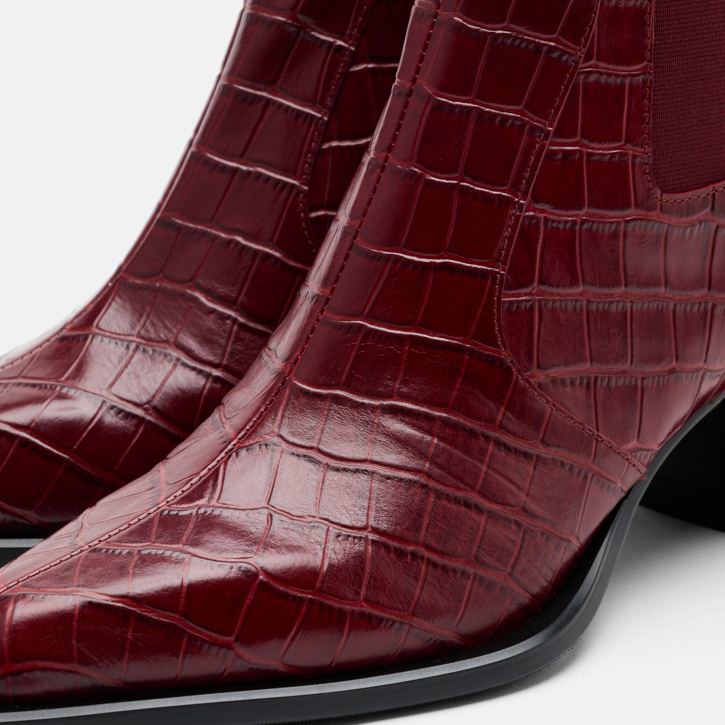 MARC NOLAN Harper Square Toe Chelsea Boots, Alternate, color, Burgundy Croc