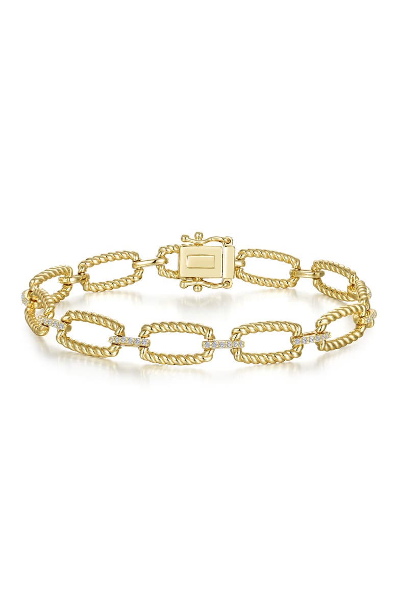 Classic Gold Simulated Diamond Cable Link Bracelet, Main, color, WHITE/ GOLD