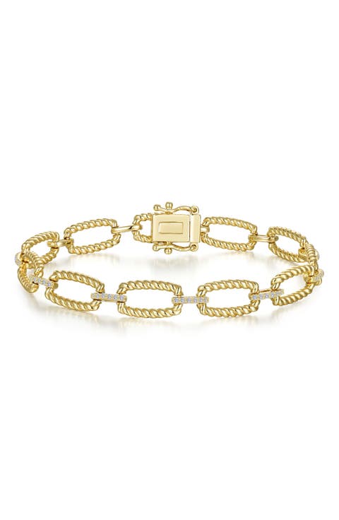 Classic Gold Simulated Diamond Cable Link Bracelet