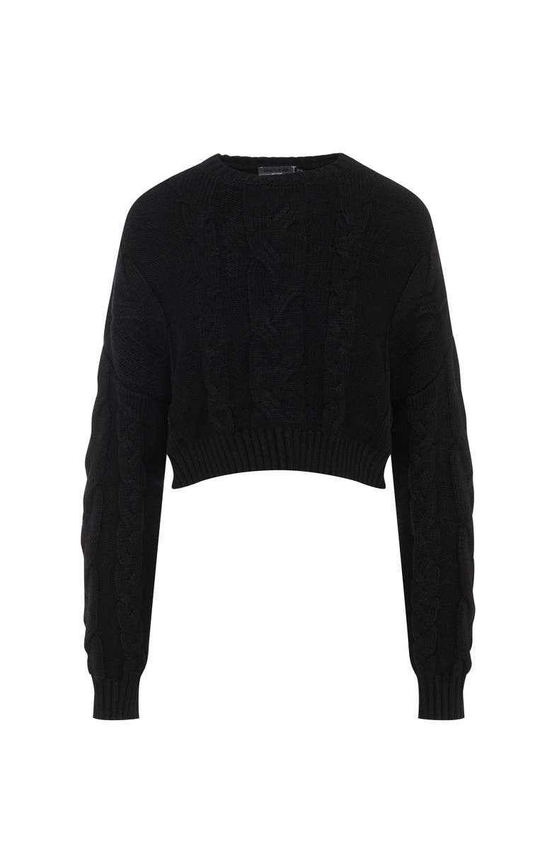 Unclear Braided Knit Long Sleeve Ribbed Trim Sweater, Main, color, Black