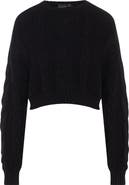 Unclear Braided Knit Long Sleeve Ribbed Trim Sweater