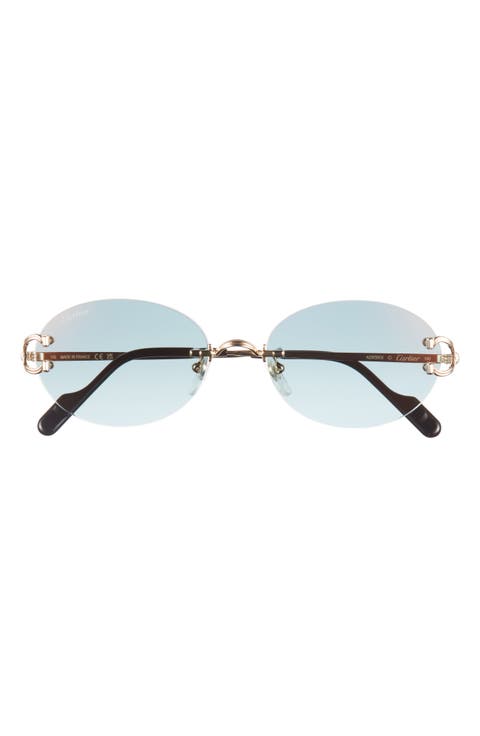 55mm Gradient Rimless Oval Sunglasses