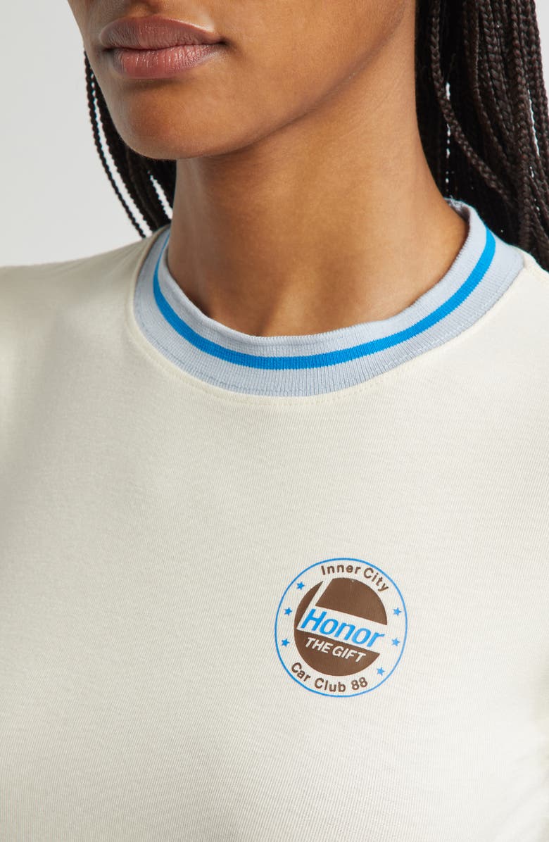 HONOR THE GIFT Logo Ringer T-Shirt, Alternate, color, Ivory/ Blue