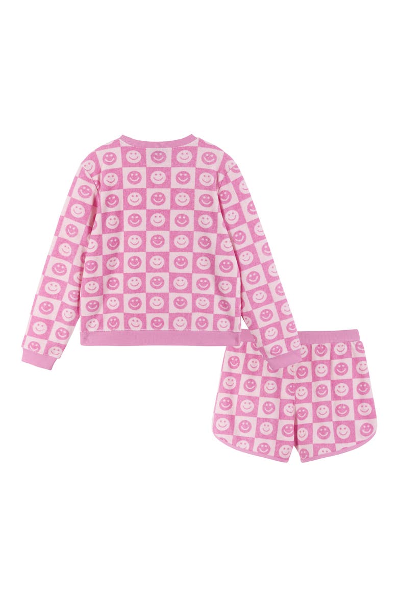 Kids' Smiley Terry Cover-Up Top & Shorts Set, Alternate, color, PINK SMILEY