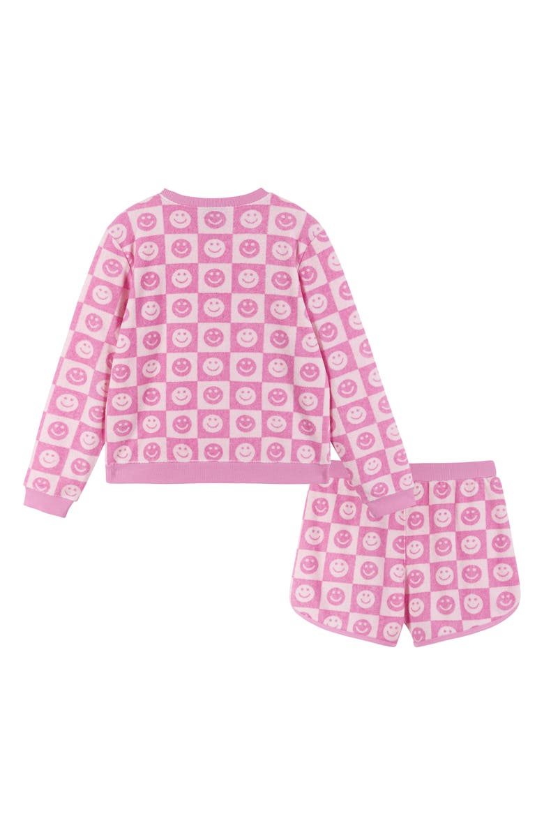 Andy & Evan Kids' Smiley Terry Cover-Up Top & Shorts Set, Alternate, color, Pink Smiley