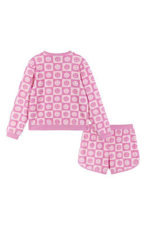 Shop Andy & Evan Kids' Smiley Terry Cover-up Top & Shorts Set In Pink Smiley